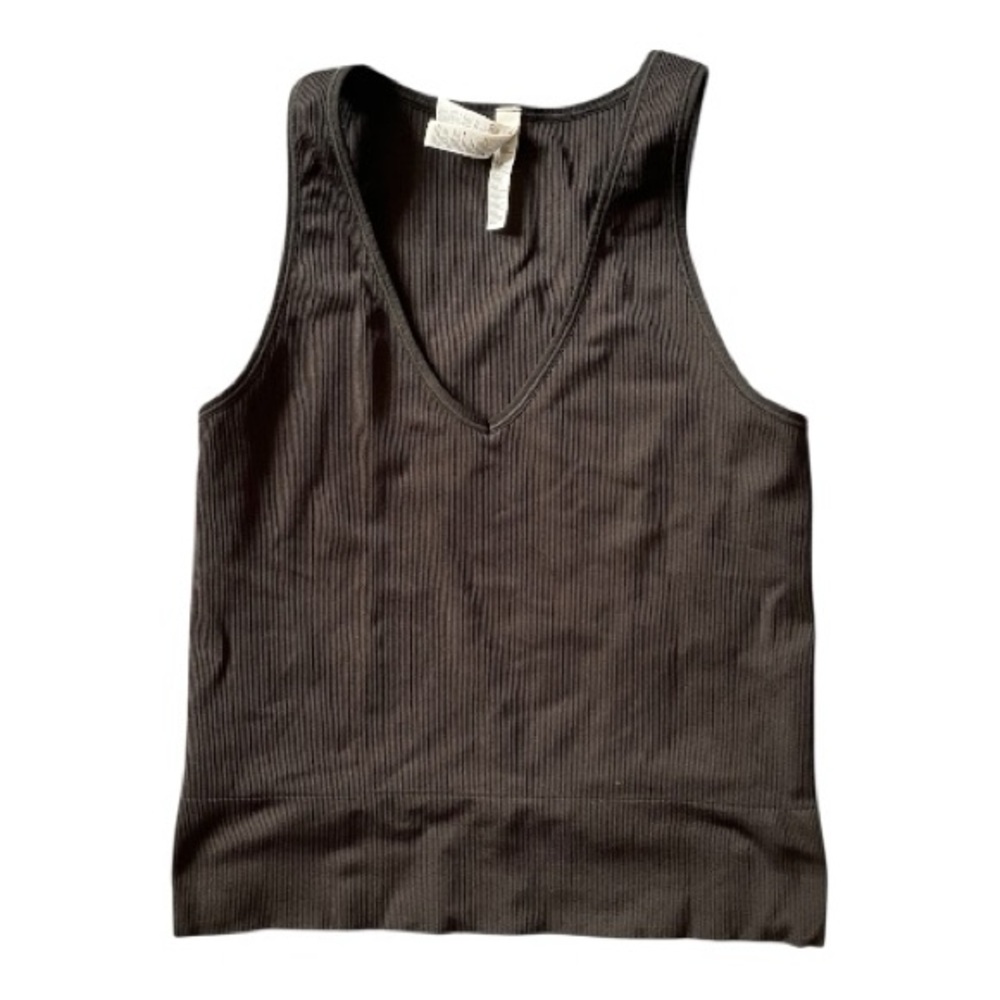 #100, Athleta Charcoal Ribbed V-Neck Tank Top